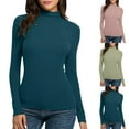 thumbnail image 1 of Lovskoo Christmas Gift Womens Basic Tops Turtleneck Long Sleeve Knitting Tshirt Slim Blouse Tops Navy, 1 of 4