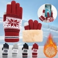 thumbnail image 1 of Lovskoo Christmas Outdoor Men Women's Winter Thermal Gloves with Fleece Lining Touchscreen Warm Stretched Thick Knitted Wool Gloves Navy, 1 of 5