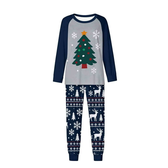 Zwiiyzr Christmas Pajamas Family Matching Sets for Mom Parent Child Outfit Christmas Jumpsuit Printed Home Clothes Pajamas Jumpsuit Navy-Mom