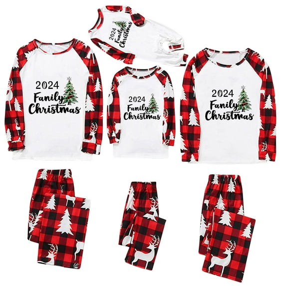 Zwiiyzr Christmas Pajamas for Family for Dad Christmas Men Plaid Printed Blouse Tops+Pants Family Matching Pajamas Set 2025 Multicolor