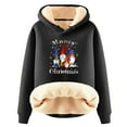 thumbnail image 1 of Lovskoo Christmas Sweatshirts for Women Fall Winter Fleece Thick Warm Plush Solid Pocket Long Sleeve Tops Hooded Sweatshirt Black, 1 of 3