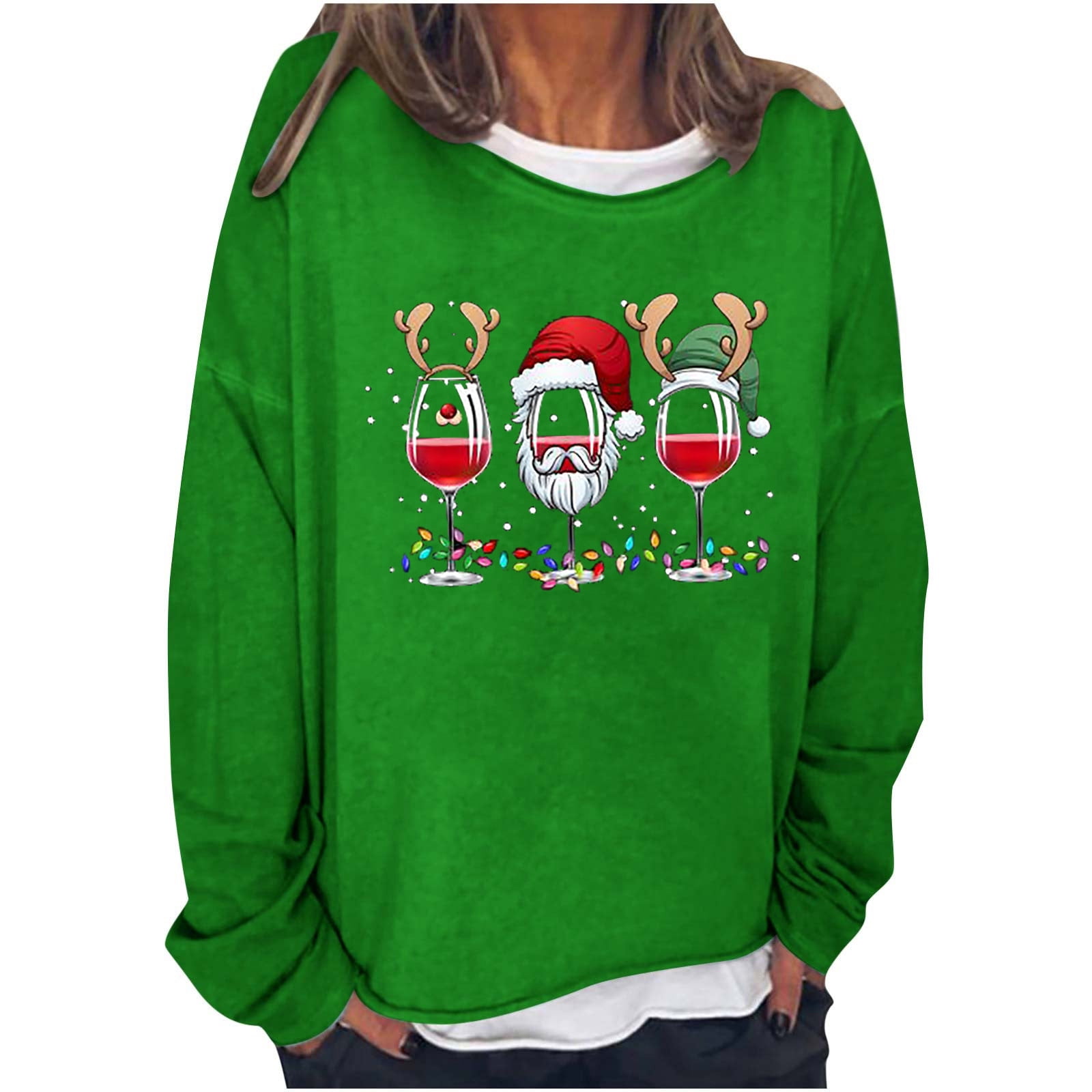 Lovskoo Christmas Sweatshirts for Women Large Tie Dyed Printed Round ...