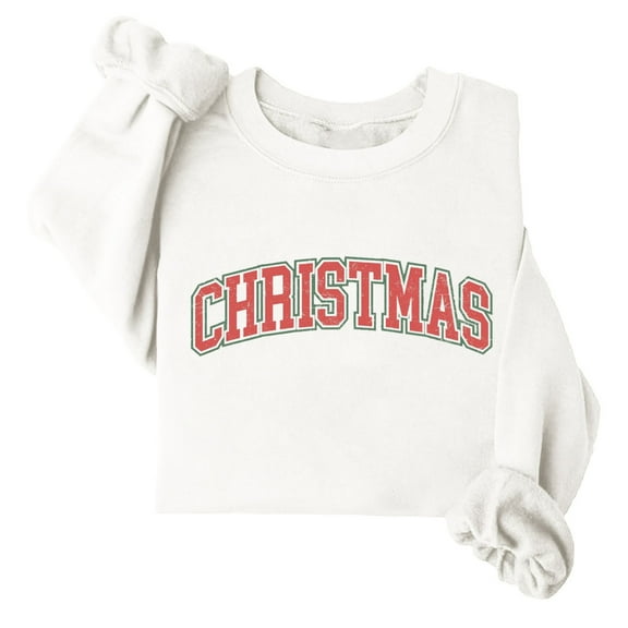 Lovskoo Christmas Vibes Sweatshirt Women Merry Christmas Shirt Xmas Long Sleeve Shirt Winter Holiday Sweatshirts White