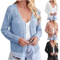 thumbnail image 1 of Lovskoo Cropped Cardigan Sweaters for Women Open Front Trendy Casual Long Sleeve Casual Solid Color Cutout Blouse Knit Tops Sky Blue, 1 of 7