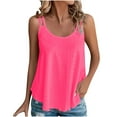 thumbnail image 1 of Lovskoo Eyelet Summer Tops for Women 2024 Tank Tops U Neck Sleeveless Tank Top Solid Color Casual Trendy Top Pink, 1 of 7