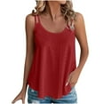 thumbnail image 1 of Lovskoo Eyelet Summer Tops for Women 2024 Tank Tops U Neck Sleeveless Tank Top Solid Color Casual Trendy Top Red, 1 of 7