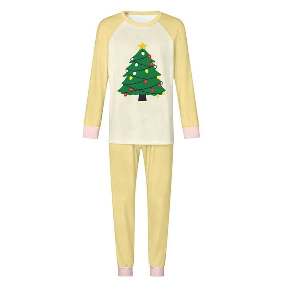 Zwiiyzr Family Christmas Pajamas Matching Sets for Dad Parent Child Outfit Christmas Set Printed Home Clothes Sleepwear Long Sleeved Jumpsuit Father Style Beige-Dad
