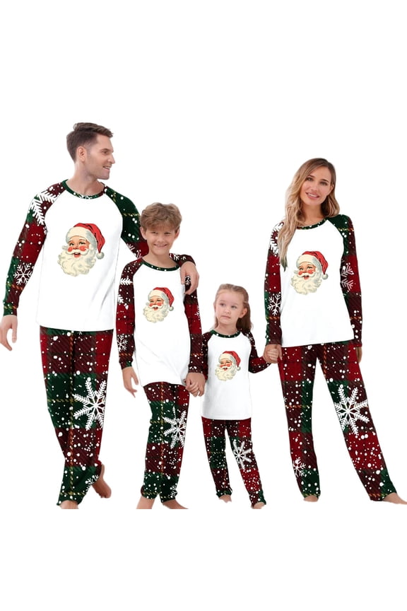 Family Christmas Pajamas Matching Sets for Kids Boys Girls Christmas Lattice Print Long Sleeved Jumpsuit Family Parent-Child Wear Kid Red-Kids