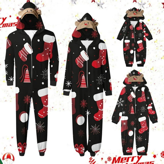 Zwiiyzr Family Christmas Pajamas Matching Sets Parent Christmas Set Printed Home Clothes Pajamas Long Sleeved Jumpsuit Style 2025 Red