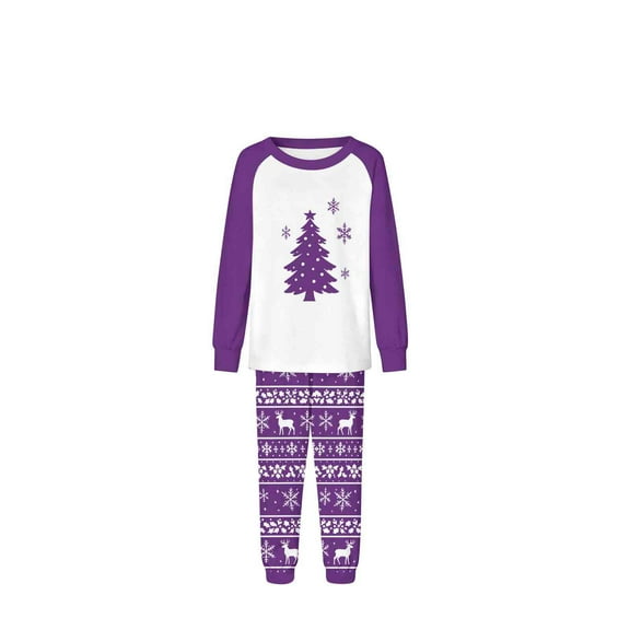 Zwiiyzr Family Christmas Pajamas Matching Sets for Kids Parent Child Christmas Set Printed Home Clothes Pajamas Long Sleeved Jumpsuit Kid'S Style Purple-Kids