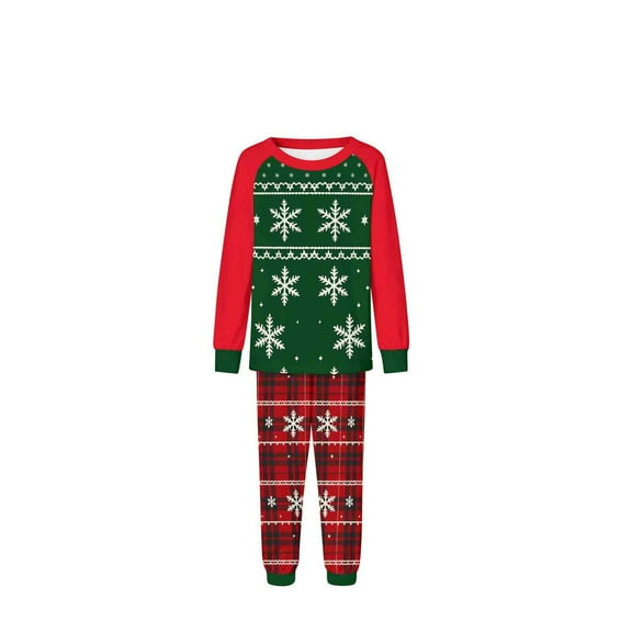 Zwiiyzr Family Christmas Pajamas Matching Sets for Kids Parent-Child Warm Christmas Set Printed Home Wear Hoodid Pajamas Kids Jumpsuit Green-Kids