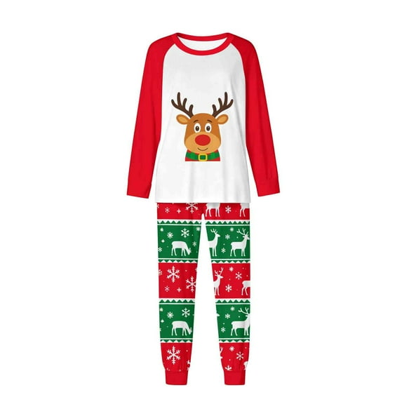 Zwiiyzr Family Christmas Pajamas Matching Sets for Mom Parent-Child Warm Christmas Set Printed Home Wear Hoodid Pajamas Moms Jumpsuit Red-Mom