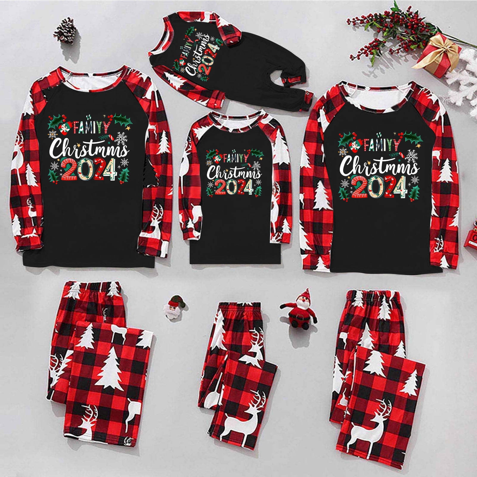 Zwiiyzr Family Christmas Pjs Matching Sets Holiday Jammies for Dad ...