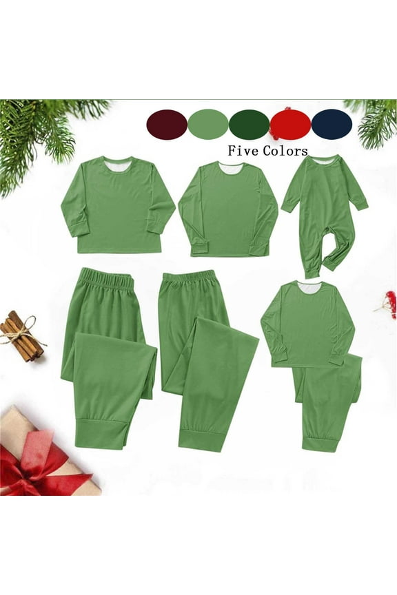 Family Matching Sets Christmas Jammies Solid for Mom Parent Christmas Set Printed Home Wear Pajamas Two-Piece Set 2025 Green