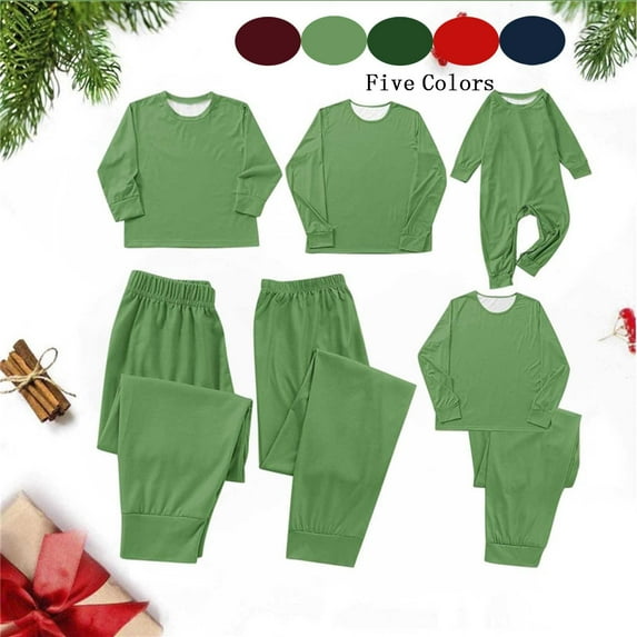 Zwiiyzr Family Matching Sets Christmas Jammies Solid for Mom Parent Christmas Set Printed Home Wear Pajamas Two-Piece Set 2025 Red