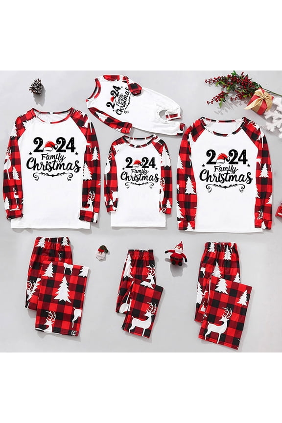 Family Matching Sets Christmas Jammies for Dad Christmas Men Plaid Printed Blouse Tops+Pants Family Matching Pajamas Set 2025 Red