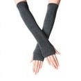 thumbnail image 1 of Lovskoo Fingerless Gloves for Winter Fall Knit Long Thumb Hole Arm Warmers Elbow Length Women Fingerless Gloves Dark Gray, 1 of 4