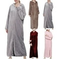 thumbnail image 1 of Lovskoo Flannel Bathrobe for Women Winter Warm Nightgown Home Color Long Dress Extended Hooded Dress Loungewear Claret, 1 of 5