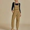 thumbnail image 1 of Lovskoo Fleece Overalls for Women Bib Fuzzy Pants Solid Color 2025 Fall Winter Adjustable Romper Jumpsuit With Pocket Beige M, 1 of 9