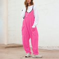thumbnail image 1 of Lovskoo Fleece Overalls for Women Fuzzy Solid Color 2025 Fall Winter Romper Jumpsuit With Pocket Hot Pink XL, 1 of 9