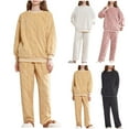 thumbnail image 1 of Lovskoo Fuzzy Fleece Lounge Sets for Women Fall/Winter Thickened Thermal Flannel Winter Long Sleeve Homewear Set Pajams Gray, 1 of 4