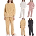 thumbnail image 1 of Lovskoo Fuzzy Fleece Lounge Sets for Women Fall/Winter Thickened Thermal Flannel Winter Long Sleeve Homewear Set Pajams White, 1 of 8
