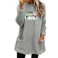 thumbnail image 1 of Lovskoo Fuzzy Fleece Pullover Tops for Women Winter Warm Printed Long Sleeve with Pocket Crewneck Solid Color Warm Top Gray, 1 of 6