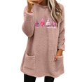thumbnail image 1 of Lovskoo Fuzzy Fleece Pullover Tops for Women Winter Warm Printed Long Sleeve with Pocket Crewneck Solid Color Warm Top Pink, 1 of 6