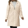 thumbnail image 1 of Lovskoo Fuzzy Fleece Winter Coats for Women Trendy Solid Color Zipper Hooded Loose Medium Long Plush Jacket Beige, 1 of 7