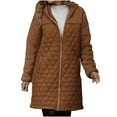 thumbnail image 1 of Lovskoo Fuzzy Fleece Winter Coats for Women Trendy Solid Color Zipper Hooded Loose Medium Long Plush Jacket Coffee, 1 of 7