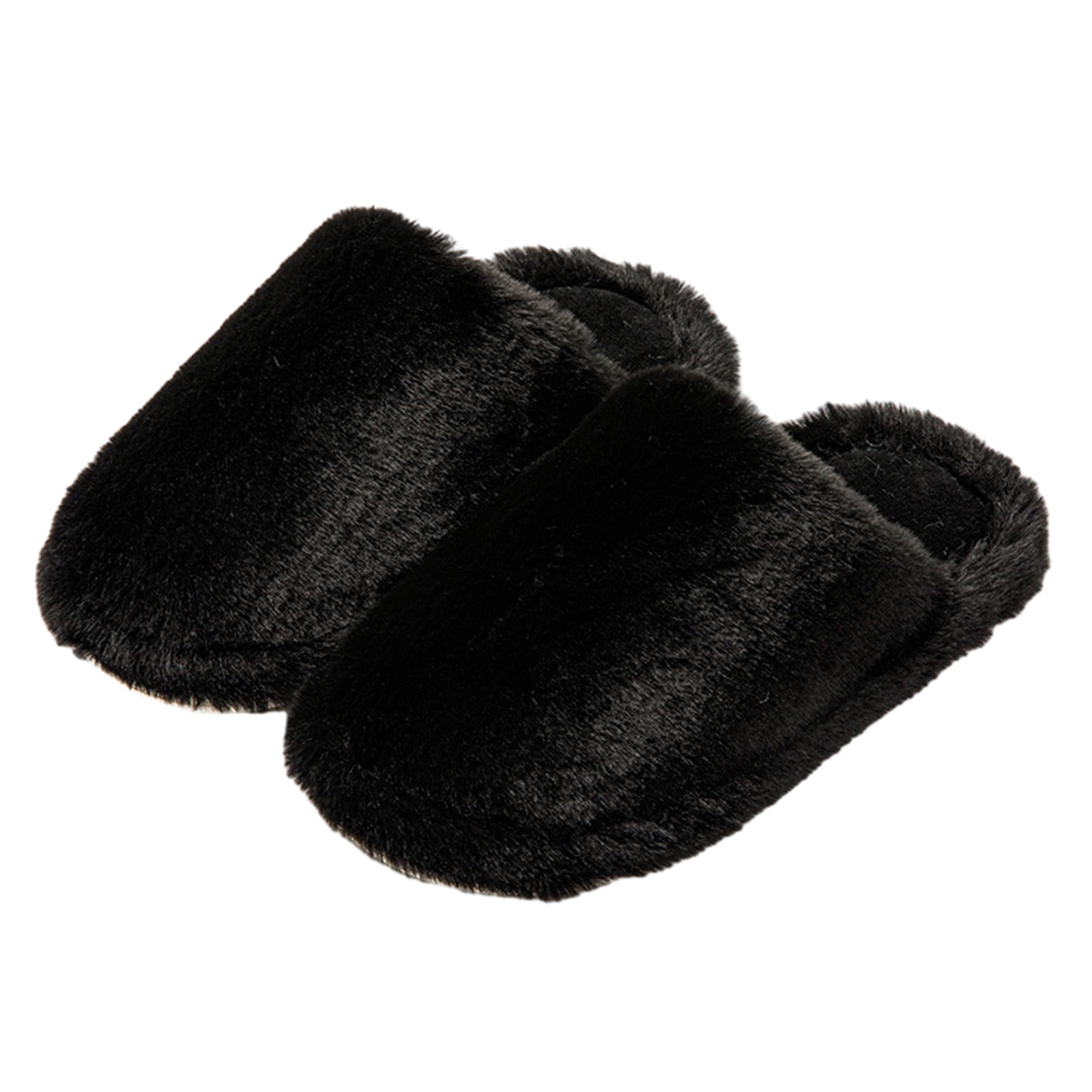 Lovskoo Fuzzy Slippers for Women Cozy Curly Flat Slide Slippers Comfy