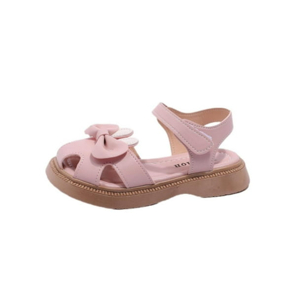 Zwiiyzr Girl's Sandals Summer Soft Soled Floral Round Toe Rhinestone Princess Shoes for Children Non Slip Beach Sandals Size 2-11 Years Pink