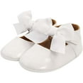 thumbnail image 1 of Zwiiyzr Girls Baby First Walking Shoes 0-1 Years Infant Dress Shoes Flats Flat Shoelace Bowknot Non-Slip Toddler Princess Dress Toddler Shoes White, 1 of 2