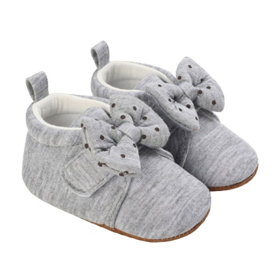 Zwiiyzr Girls Baby First Walking Shoes 0-1 Years Infant Dress Shoes Spring Princess 0-1 Year Old Bowknot Cotton Soft Sole Walking Shoes Gray