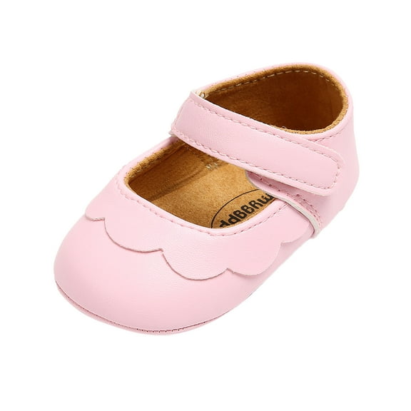 Zwiiyzr Girls Baby First Walking Shoes 0-15 Months Infant Dress Shoes Non-Slip Rubber Sole High-Top Toddler Crib Newborn Loafers Flats Pink