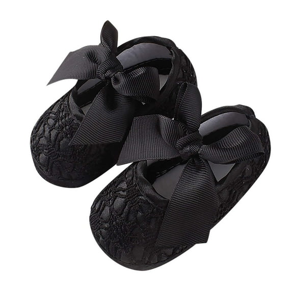 Zwiiyzr Girls Baby First Walking Shoes 0-15 Months Infant Dress Shoes Toddler Kids Non-Slip Toddler Soft Sole Princess Shoes Black