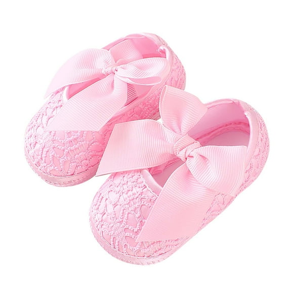 Zwiiyzr Girls Baby First Walking Shoes 0-15 Months Infant Dress Shoes Toddler Kids Non-Slip Toddler Soft Sole Princess Shoes Pink
