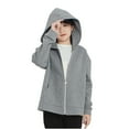thumbnail image 1 of Zwiiyzr Girls Boys Zip Up Hoodies Sweatshirts Solid Casual Long Sleeve Casual Outwear Sweatshirts with Pockets 8-14 Years Gray, 1 of 7