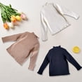 thumbnail image 1 of Zwiiyzr Girls Girls Mock Neck Sweater Kids Casual Long Sleeve Fuffled Hem Knit Pullover Tops For 1-10 Years Brown, 1 of 6