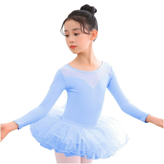 Lovskoo Gymnastics Ballet Leotard for Toddler Girls Dance Leotard Summer Ruffle Sleeve Training Clothes Baby Childrens One-piece Gym Suit Blue