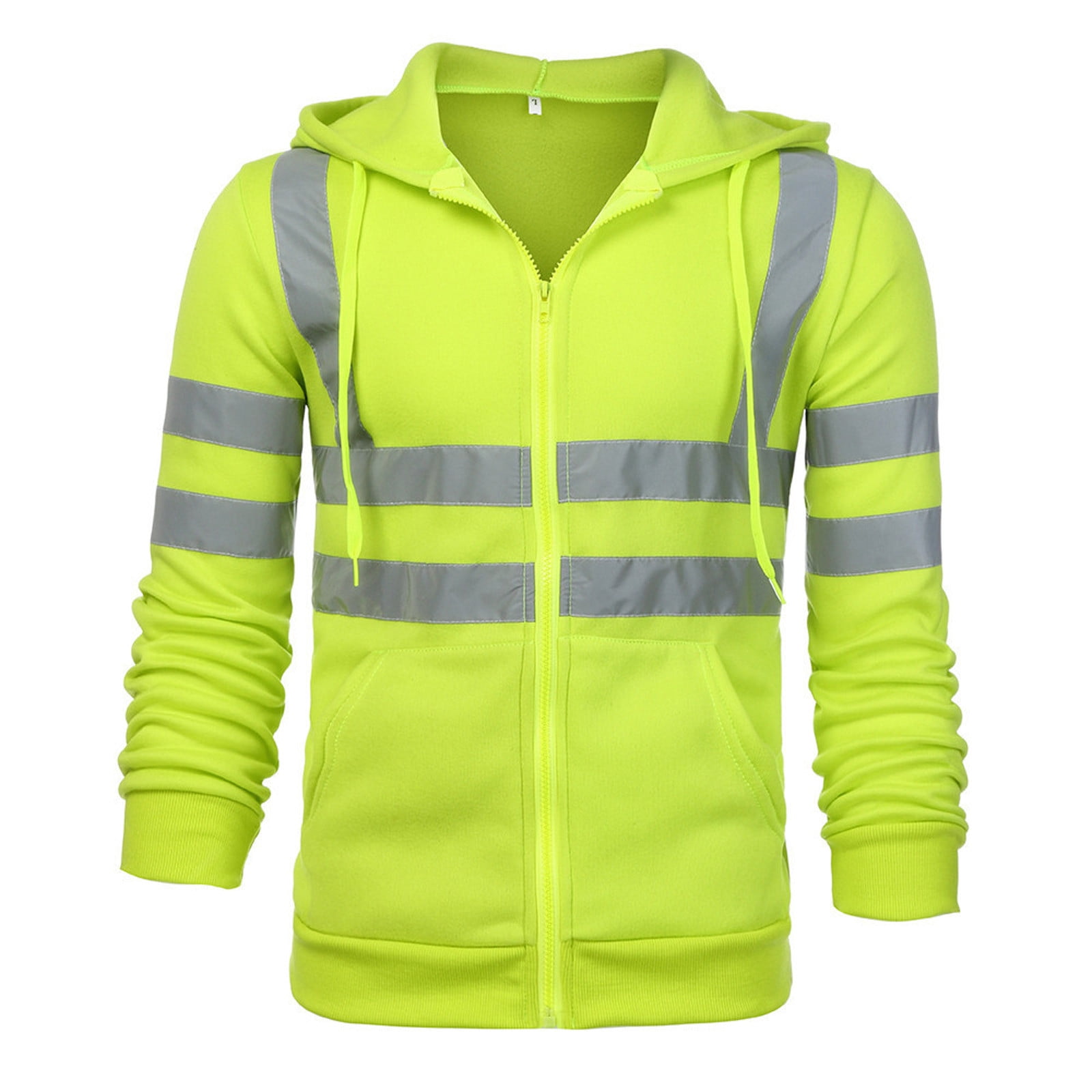 Lovskoo High Visibility Sweatshirt for Men Hooded Pullover Hi Vis Hoodie Reflective Coat Sweatshirt Green Walmart