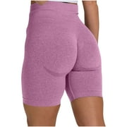 Lovskoo High Waisted Scrunch Yoga Shorts for Women Fitness Tight-fitting Stretch Hip-Up shorts Pink