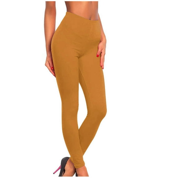 Gpaecead High Waisted Seamless Workout Leggings for Women Solid Color Yoga Leggings Tummy Control Running Pants Orange