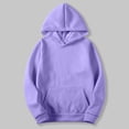 thumbnail image 1 of Lovskoo Hoodies for Women Oversized Fleece Sweatshirts Solid Color Long Sleeve Sweaters Pullover Tops Fall Winter Clothes Purple S, 1 of 7