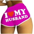 thumbnail image 1 of Lovskoo I Love My Husband Booty Shorts for Women Letter Printed Yoga Sport Workout Hot Pants Elastic Waist Athletic Lounge Shorts Purple, 1 of 6