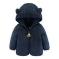 thumbnail image 1 of Zwiiyzr Infant Baby Girls Boys Fleece Hoodie Jacket Coat Fleece Hoody Jacket Ears Hat With Zip Up Coat Warm Winter Outwear Overcoat Navy, 1 of 4