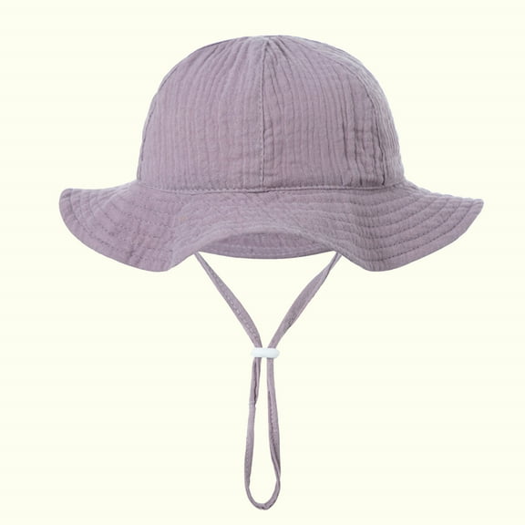 Lovskoo Infant Bucket Hat Wide Brim Baby Summer Sun Protection Floppy Fashion Solid Color Sun-hat Outdoor Cute Sunscreen Purple 3-12 Months
