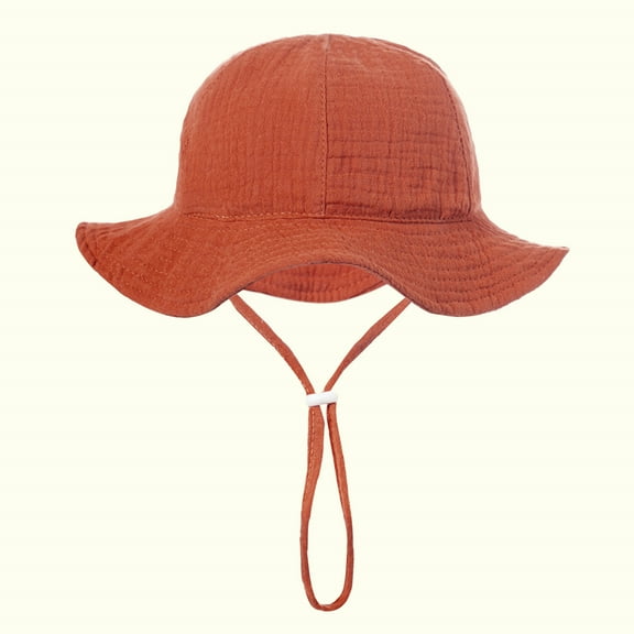 Lovskoo Infant Bucket Hat Wide Brim Baby Summer Sun Protection Floppy Fashion Solid Color Sun-hat Outdoor Cute Sunscreen Red 3-12 Months
