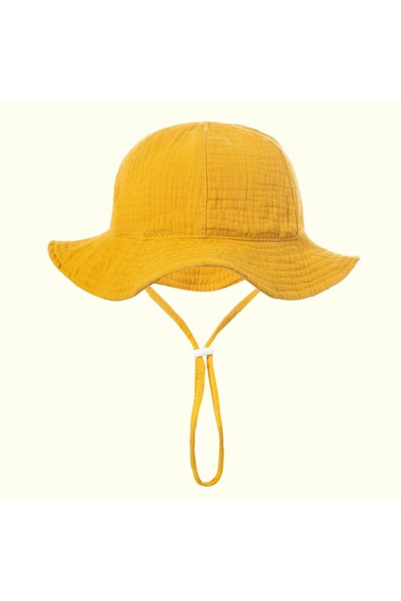 Infant Bucket Hat Wide Brim Baby Summer Sun Protection Floppy Fashion Solid Color Sun-hat Outdoor Cute Sunscreen Yellow 3-12 Months