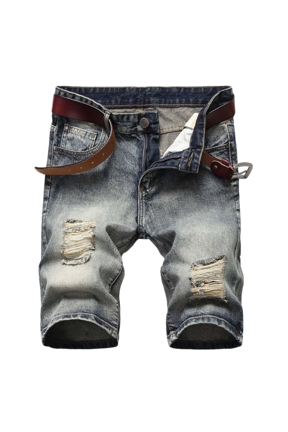 Jeans for Men Denim Pants Ripped Trunks Stretchy Washed Distressed Classic Biker Jeans Dark Gray